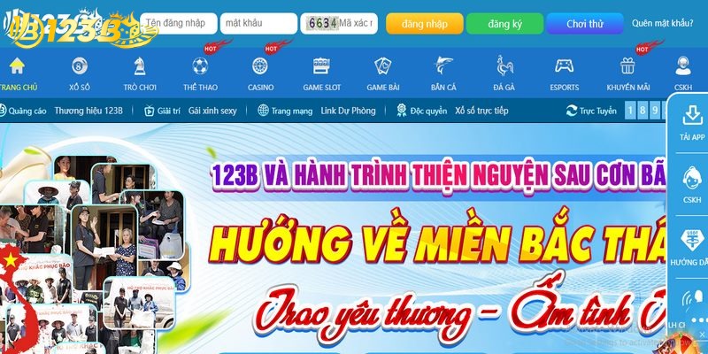 Người chơi truy cập trang chủ và đăng nhập tài khoản 123B