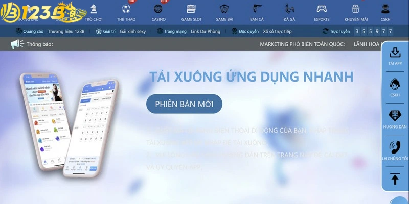 Chi tiết tải app 123B trên thiết bị hệ điều hành Android