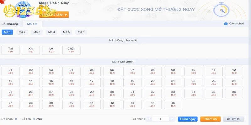 Xổ số Mega 6/45 là loại xổ số online rất hấp dẫn